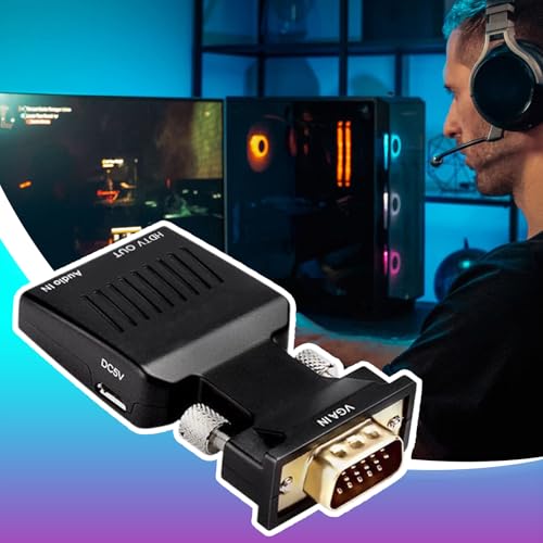 Sghtil Adaptador VGA HD - Cable VGA a HD | Plug and Play con cable audio 3.5 mm soporta salida 1080P para Home Cinema Presentaciones con proyector - imagen 3