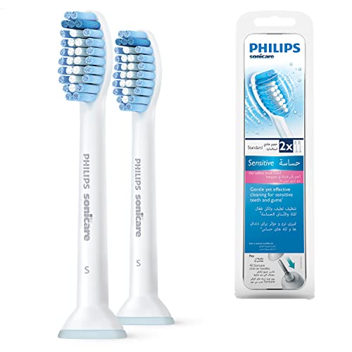 Philips Sonicare Sensitive HX6052/07 - Set de 2 cabezales estándar para cepillo de dientes eléctrico, color blanco