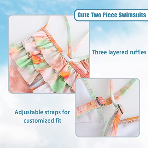 Image of Girls Tankini Swimsuits Two Piece Bathing Suit Hawaiian Ruffle Swimwear Set for Kids Girls 3-16 Years