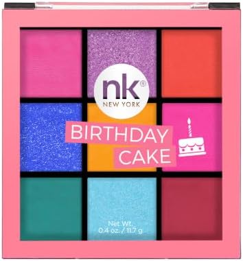 NICKA K NEW YORK Nine Color Eyeshadow Palette,Matte & Shimmery Finish - Birthday Cake,Multicolor,11g