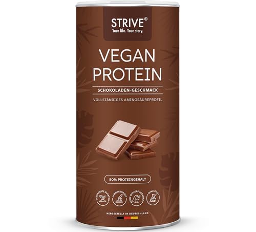STRIVE Vegan Protein | Schokolade | 24g Protein pro Portion, laborgeprüfte Qualität, vollständiges Aminosäureprofil aus fünf Premium Protein Quellen, 600g Eiweiß Pulver