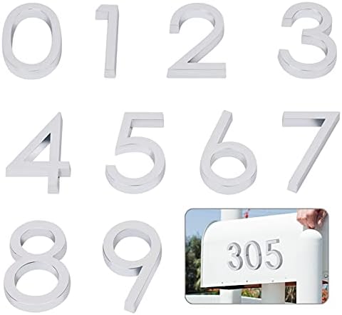 Self Adhesive Mailbox Numbers, Door Address Number Stickers for Office Room, Raised 3D Effect, Chrome Plated (2.36" Silver-20pack)