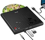 NOLYTH Externes CD DVD-Laufwerk USB 3.0 Type-C CD DVD Brenner mit 3,5mm Audioausgang, USB Slot-in Optical Drive CD DVD Laufwerke für Laptop Mac Windows 11 10 PC ASUS Acer