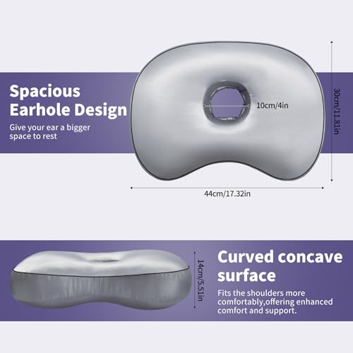 Nockovi Ear Piercing Pillow for Side Sleepers with Orthopedic Support, Ear Hole Pain Relief Removable Cover 12x19 Inch for Pierced Ears by Nockovi - Image 3
