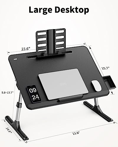 Saiji Laptop Desk For Bed, Laptop Stand Laptop Table With Book Stand, Height Adjustments Bed Desk For Reading Writing Drawing (Black) #TOP5