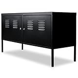 Material: Stahl vidaXL 244721 Schrank Schwarz TV Board Fernsehschrank Lowboard Fernsehtisch, Stahl, One Size