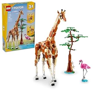 LEGO Creator 3 in 1 Wild Safari Animals, Rebuilds into 3 Different Safari Animal Figures – Giraffe Toy, Gazelle Toy or Lion Toy, Nature Toy, Building Set for Kids Ages 9 Years Old and Up, 31150