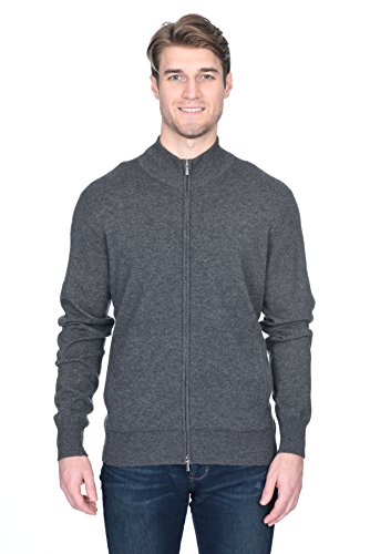 State Fusio Men's Full Zip Up Cardigan Cashmere Merino Wool Mock Neck Long Sleeve Sweater