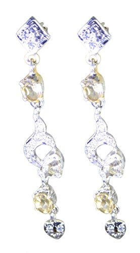 Boucle d'oreille citrine véritable et bijoux en argent 925 massif RIYO