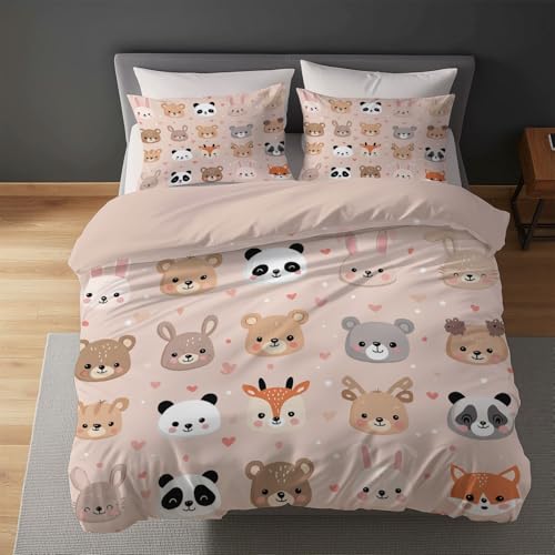 Parure de lit microfibre housse de couette cartoon rose pastel