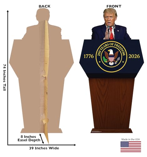 Image of Cardboard People President Trump 250th Anniversary Podium Life Size Cardboard Cutout Standup