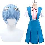 HSIU Ayanami Rei cosplay wig clothing Asuka cosplay clothing wig Anime EVA Cosplay Costume School Uniform (Ayanami Rei wig clothing-L)