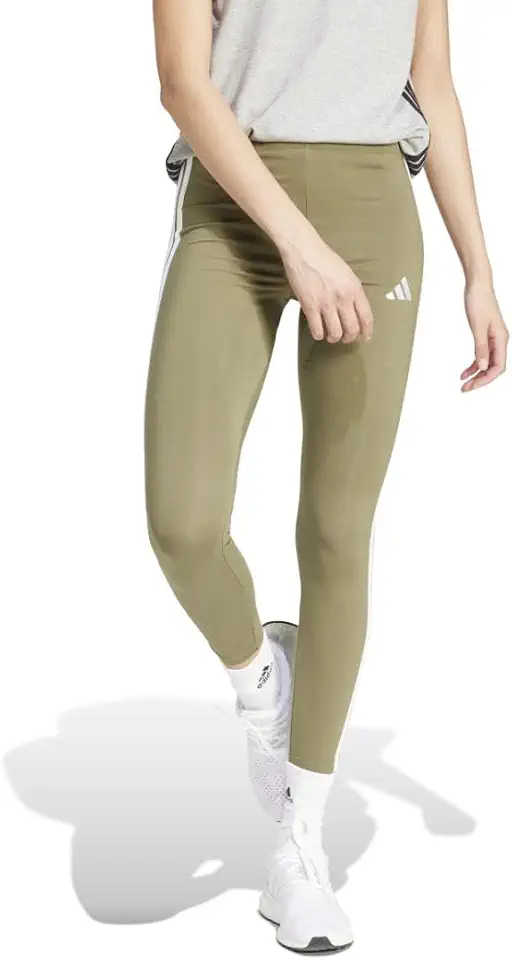 Leggings femininas esportivas de jérsei único com 3 listras