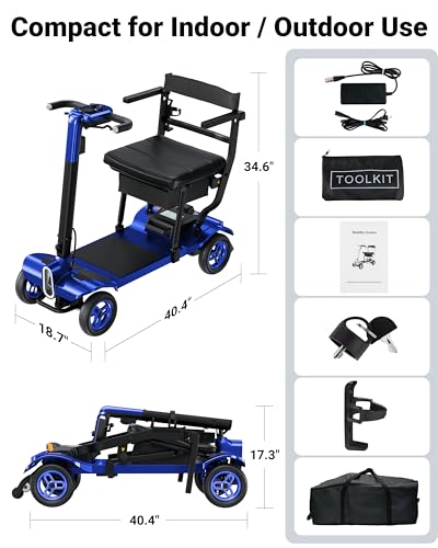 Image of 4 Wheel Heavy Duty Mobility Scooter 400 lb Capacity, Blue