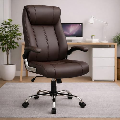 Image of Lakdi The Furniture Co High-Back Directior Office Chair and Executive Chair, Ergonomic Leatherette Desk Chair|Adjustable Arm Rest for 5-Year Warranty & Free Assembly -111012161 Darkbrown