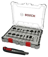Bosch 15tlg. Fräser Set mit Cuttermesser (für Holz, Ø 8 mm Schaft, Professional Zubehör Oberfräse) – Ansicht 3