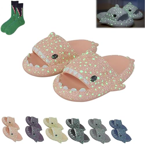 LELEBEAR Galaxy Shark Slides,Angler Fish Slides,Cloud Shark Slides Glow in the Dark Thick Sole Non-slip Open Toe Shark Slippers