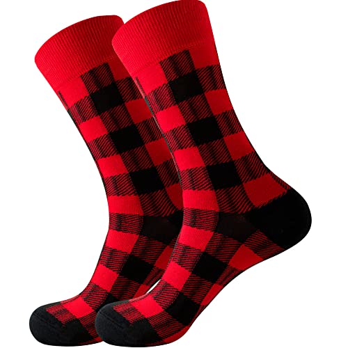 2 Pairs Men Women Cotton Buffalo-Checked Plaid Pattern Socks Girls Christmas Casual Socks2