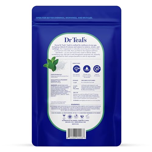 Dr Teal's Epsom Salt Magnesium Soak, Relax & Relief with Eucalyptus & Spearmint Essential Oils, 3 lbs - image 2