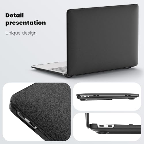 Image of ProElite Case for MacBook Air 13 inch M2 2025 /2024 M1 2021 2020 Release A2337 A2179 A1932 Model Touch ID, Slim Leather case with Foldable Stand, Black