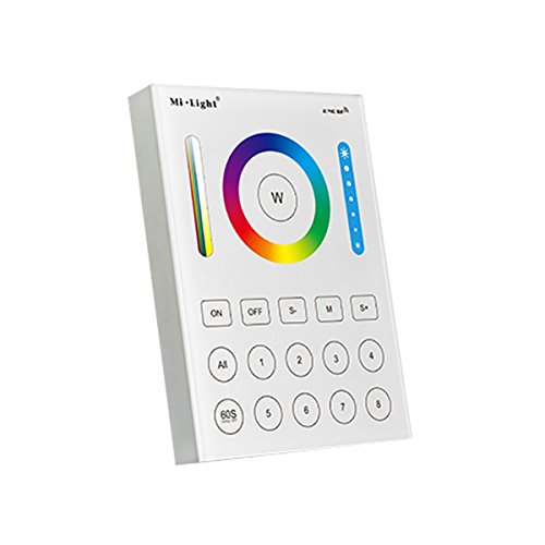 Mi-Light B8 2.4G Wall Mount Panel Remote Controller 8 Zones RGB+CCT Touch Controller Fit for LS2 or 6W/12W RGB+CCT LED Celling Lamp, GU10/MR16 RGBCCT Bulbs
