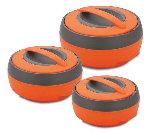 Lot de 3 cocottes isolantes orange en inox de 600ml à 1500ml