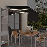 Catherinol Gelenkarmmarkise Einziehbar mit Volant, Seitenmarkise, Markisen, Gelenkmarkise, Markise Balkon, Sonnenschutz Balkon, Terrasenüberdachungen, Balkon überdachung, & LED 3x2,5 m Anthrazit