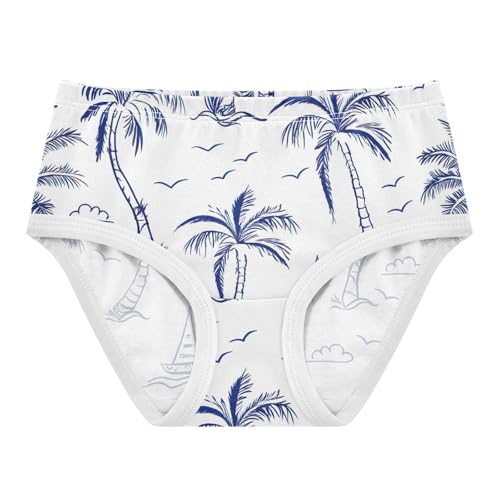 Stylish Girls Underwear Toddlers 2t Cotton Panties for Girl Tropical Blue Palm Trees White Kids Undies Briefs
