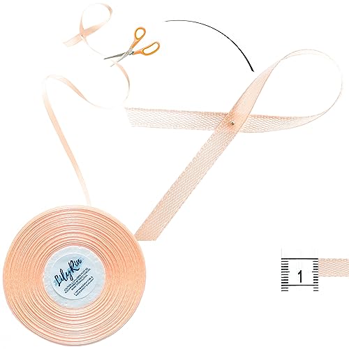 Image of Pale Peach Ribbon 1 /4 Inches 36 Yards Satin Roll Perfect for Scrapbooking, Art, Wedding, Wreath, Baby Shower, Packing Birthday, Wrapping Christmas Gifts or Other Projects