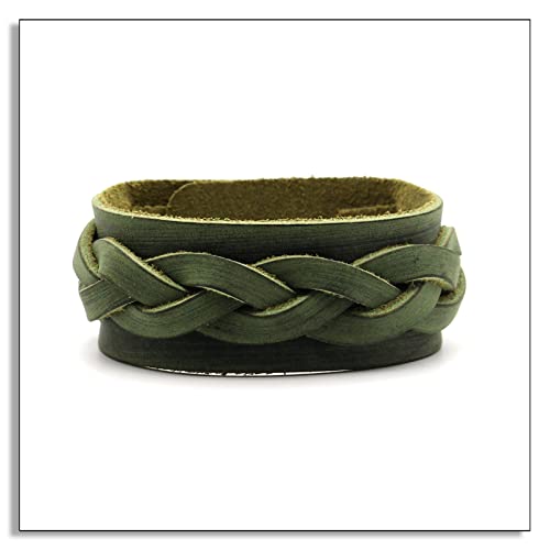 Punk Rock Braided Wide Leather Bracelet Adjustable Cuff Bracelet2