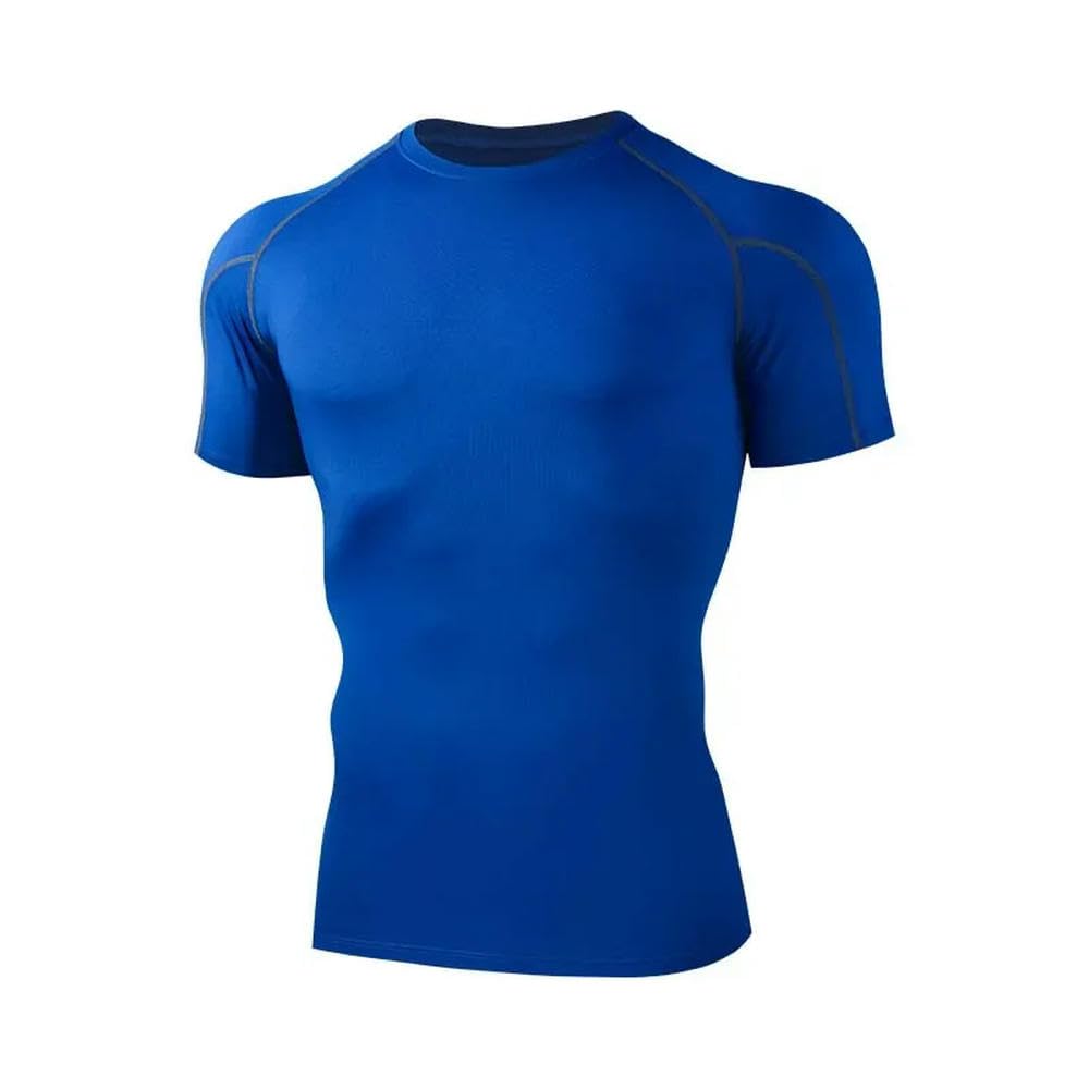 DYRBF - Camiseta comprimida para hombre, ropa deportiva para correr, elástica, de secado rápido, para hacer ejercicio en el gimnasio