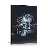 Canvas Wall Art Building Cityscape Cityscape Colorful Contemporary Multicolor Neon Photography Places - 12x18 inches