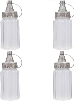 4 Pcs White Plastic Squeeze Condiment Bottles, 2.5ml Mini Sauce Jam Squeeze Bottle, Ketchup Honey Bottle, Salad Dressing Container for Lunch, BBQ, Camping, Dinnerware and Serveware