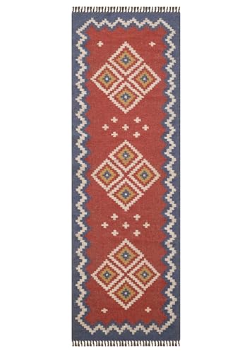 Wool Jute Kilim Runner 3x12 Reversible Southwestern Rug