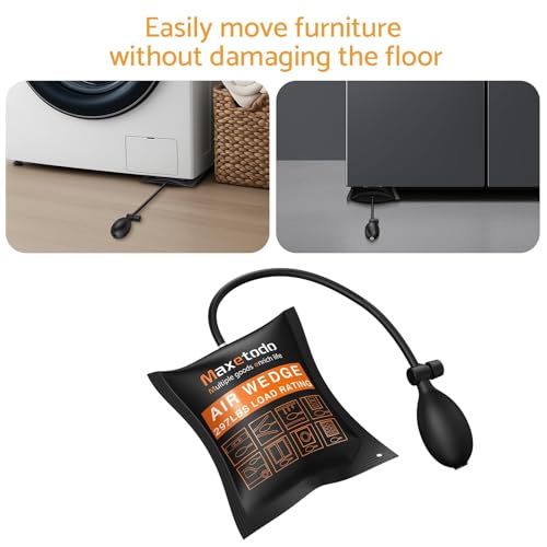 Maxetodo Air Wedge Bags Dual-Pump (Manual & Foot-Operated) Lifting & Moving Bags, Max Lift 6cm, 770lbs/350kg Capacity, Suitable for Car & Home Repairs, Door Frames, Auxiliary Positioning, and Assist - Thumbnail 3