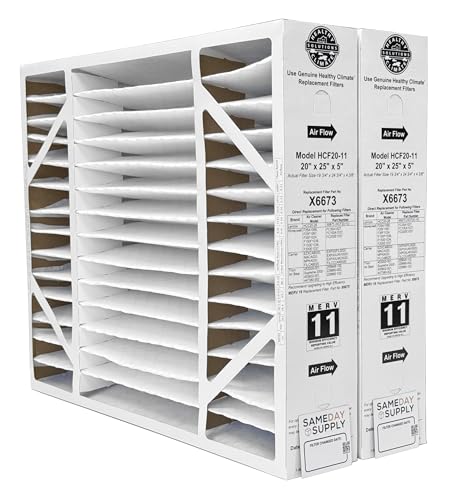 Lennox Healthy Climate X6673-20 x 25 x 5 Healthy Climate HCF20-11 Air Filter MERV 11 Filter Bundle with Same Day Supply Filter Change Reminder Magnet (2-Pack)