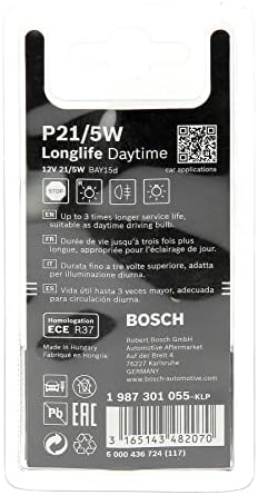 Bosch 1 987 301 055 Żarówka Samochodowa P21/5W, 12V, 21W, 2 Sztuki