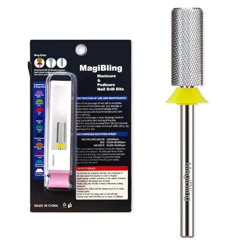 MagiBling Small Barrel Nail Drill Bit, 3/32" Tungsten Carbide E-File Bit for Light Gel Refinement, Surface Smoothing and Controlled Shaping, Two-Way Rotation for Nail Techs & Beginners, Extra Fine(XF)