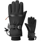 Valixirant Winter-Skihandschuhe, wasserdicht, winddicht, Wärmedämmung, Touchscreen, PU-Handfläche, rutschfest, verstellbare Handgelenkriemen, für Herren und Damen, Outdoor, Snowboard, Skifahren