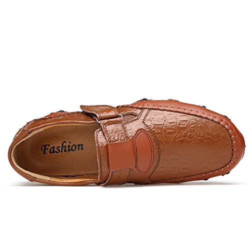 Chicwind Casual Slip On Loafers Shoes Leather Walking Driving Shoes Brown,Eu42/Us8.5 #TOP2