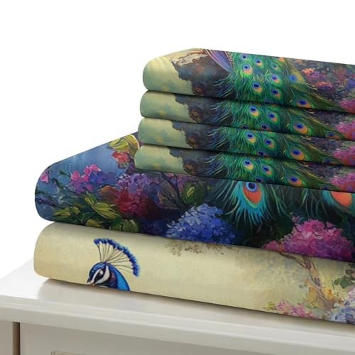 Housse de couette paon 3D 200x200cm en microfibres avec 2 taies - 7