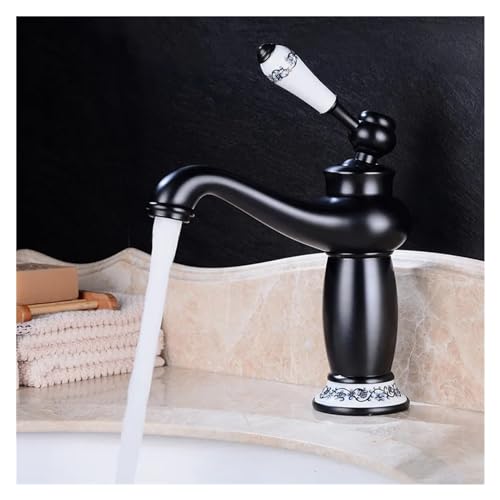 Mitigeur lavabo rétro noir avec poignée unique courte et précise