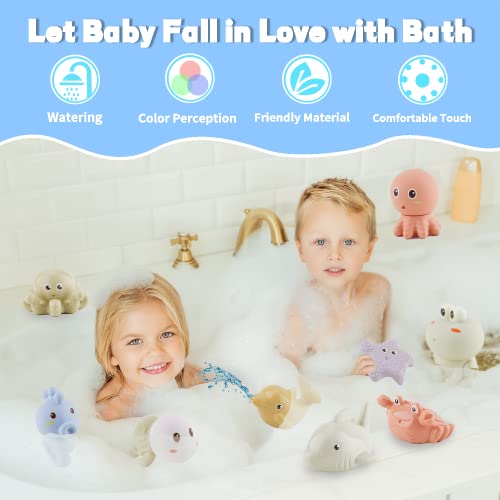 Mold Free Bath Toys For Infants 6-12 Months - 10Pcs Bath Squirt Toys Silicone Ocean Animals Bathtub Float Toy For Water Play Kids Preschool Education Toy Learning Skills For Bathroom #TOP2
