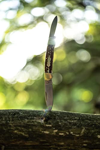 Uncle Henry Faca dobrável Next Gen Staglon 11UH LG Canoe de 15,5 cm com duas lâminas de aço inoxidáv