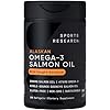 Sports Research® Salmon Oil – Single-Source Wild Alaskan Sockeye | 2500 mg per Serving w/EPA & DHA Fatty Acids | MSC Certified – 180 Count Softgels
