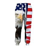 American Flag Adler Herren Damen Sporthose 3D Druck Harajuku Style Jogginghose, Hose 3, 34-37