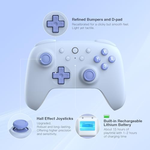 8Bitdo Ultimate 2C Bluetooth Controller for Switch 2, Switch/OLED/Lite, Hall Effect Joysticks, Non-linear Digital Triggers, Remappable L4/R4 Bumpers, 6-axis Motion, Rumble Vibration (Blue)