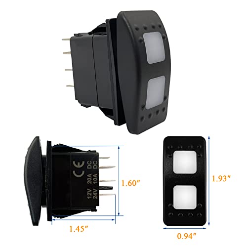 Image of Waterproof Boat Rocker Switch with Decal Green Backlit 7 PIN ON-Off-ON DPDT Toggle Switch for Car Boat Pickup Side by Side SXS 12V /20A 24V /10A