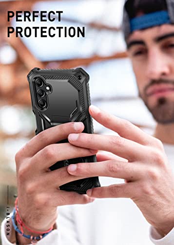 i-Blason Armorbox fo Samsung Galaxy A14 5G Case, Full-Body Rugged Kickstand Holster Protective Bumper Case with Built-in Screen Protector Black