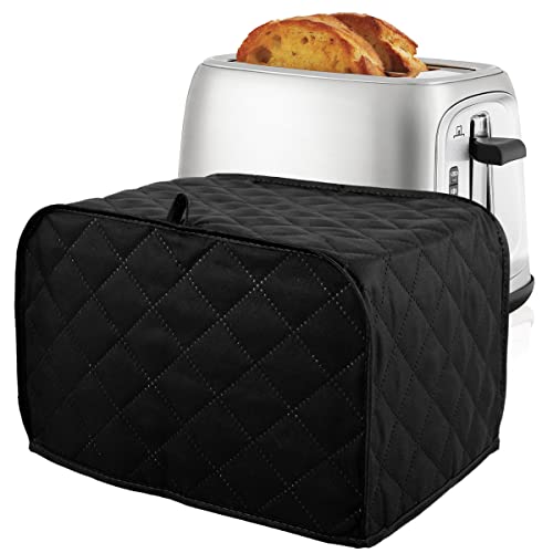 Toaster Covers 2 Slice 11.5x8 Inch Cotton Washable Toaster Dustproof Cover Kitchen Small Appliance Cover Fingerprint and Greasy Protection for 2 Slice Toasters (Black)